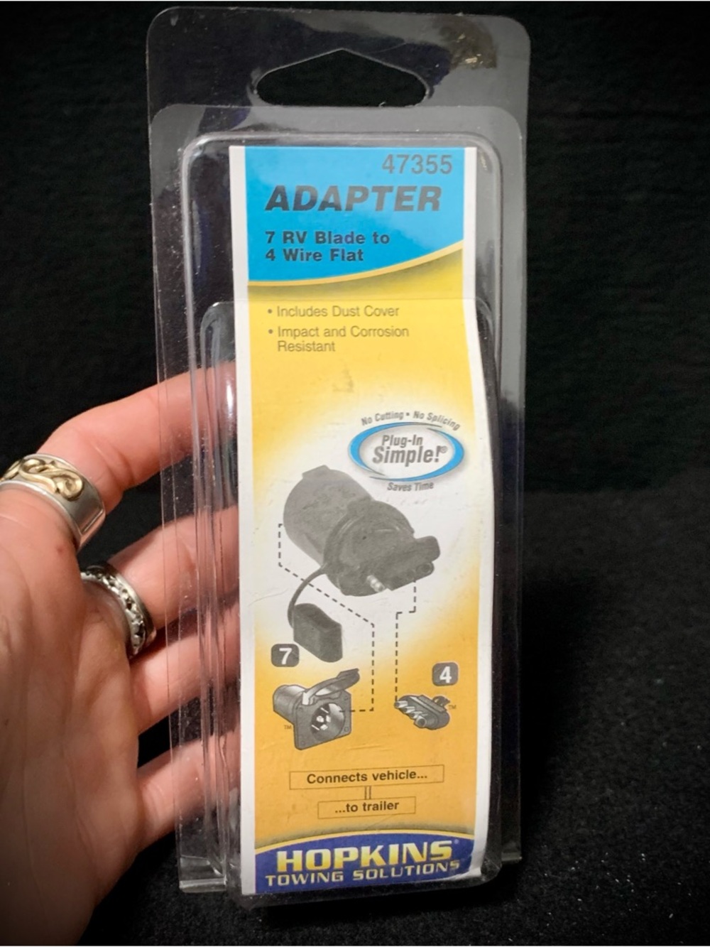 Hopkins 47355 7 RV Blade to 4 Flat Trailer Wiring Adapter NEW